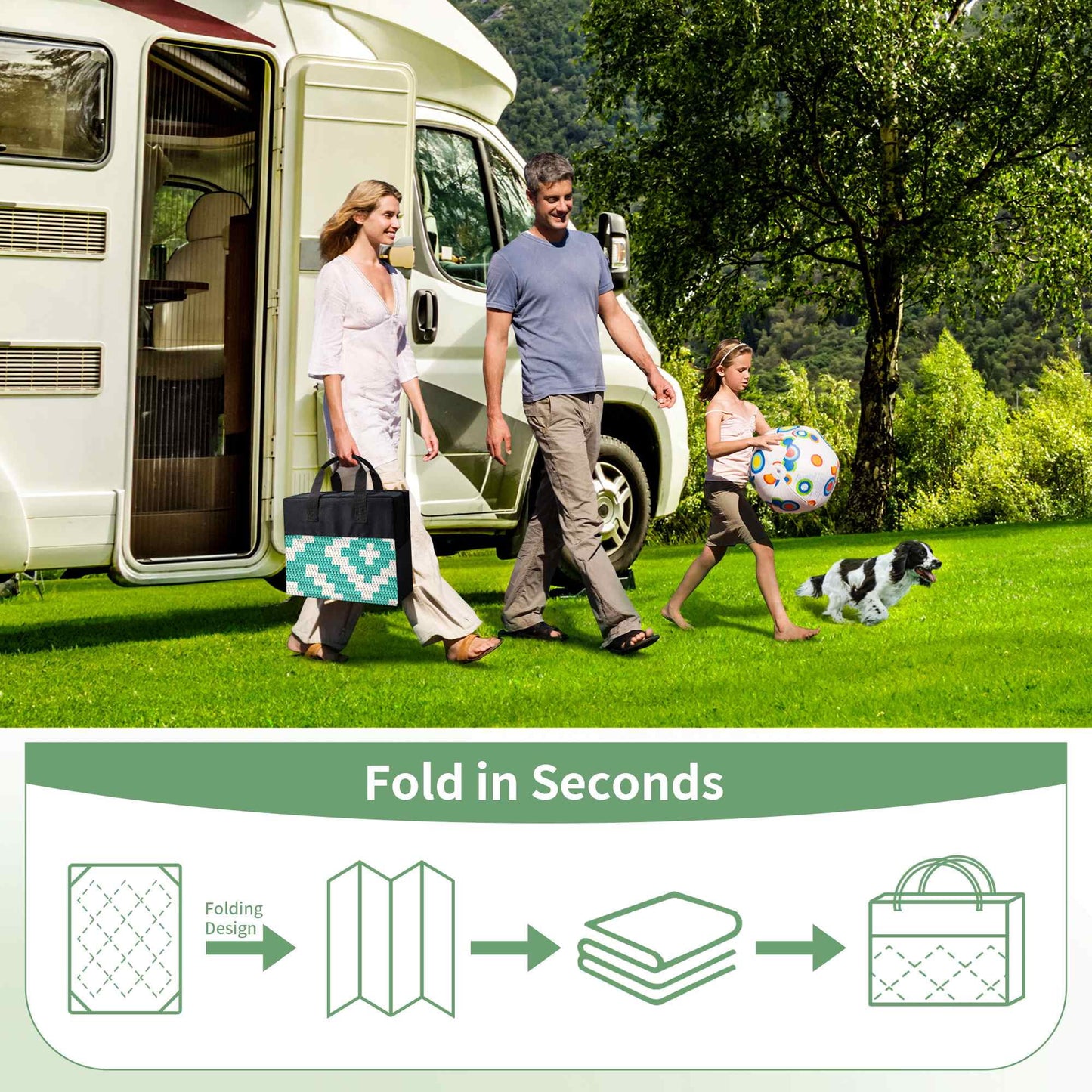 deorab outdoor rug patio clearance,8'x10' waterproof mat,reversible plastic camping,lake green & beige white