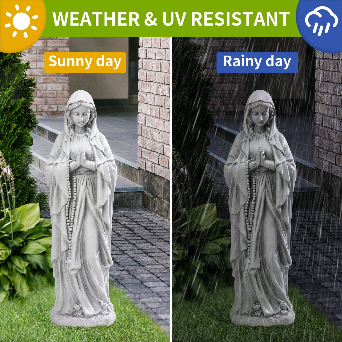 deorab virgin mary praying statue 29.9 inch tall outdoor garden religious decorations statue clearance for home yard patio lawn hallway decor sculpture magnesium oxide stone
