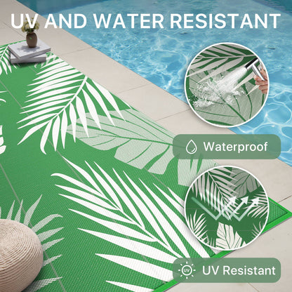 DEORAB 8'x10' Outdoor Rugs Waterproof Patio Lightweight Reversible Plastic Carpet Outside Camping Mat,DarkGreen