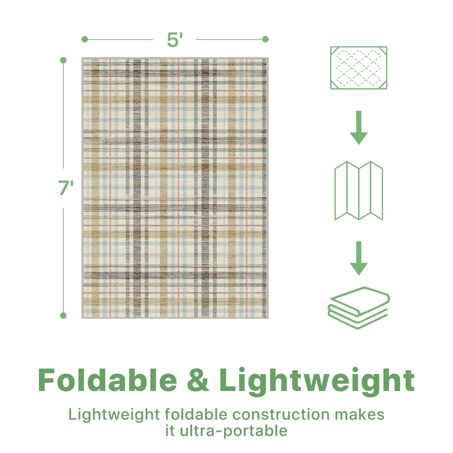 deorab outdoor rugs 5'x7' chenille patio rug three-layer material imitation silicone spot molding camping outside rv mat,brown & beige