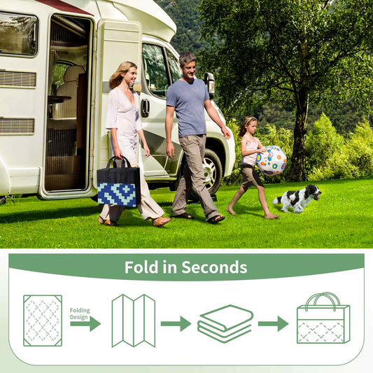 DEORAB Outdoor Rugs Waterproof Plastic Straw Mat 6'x9' Reversible for RV Patio Deck Beach Royal Blue & Blue Green