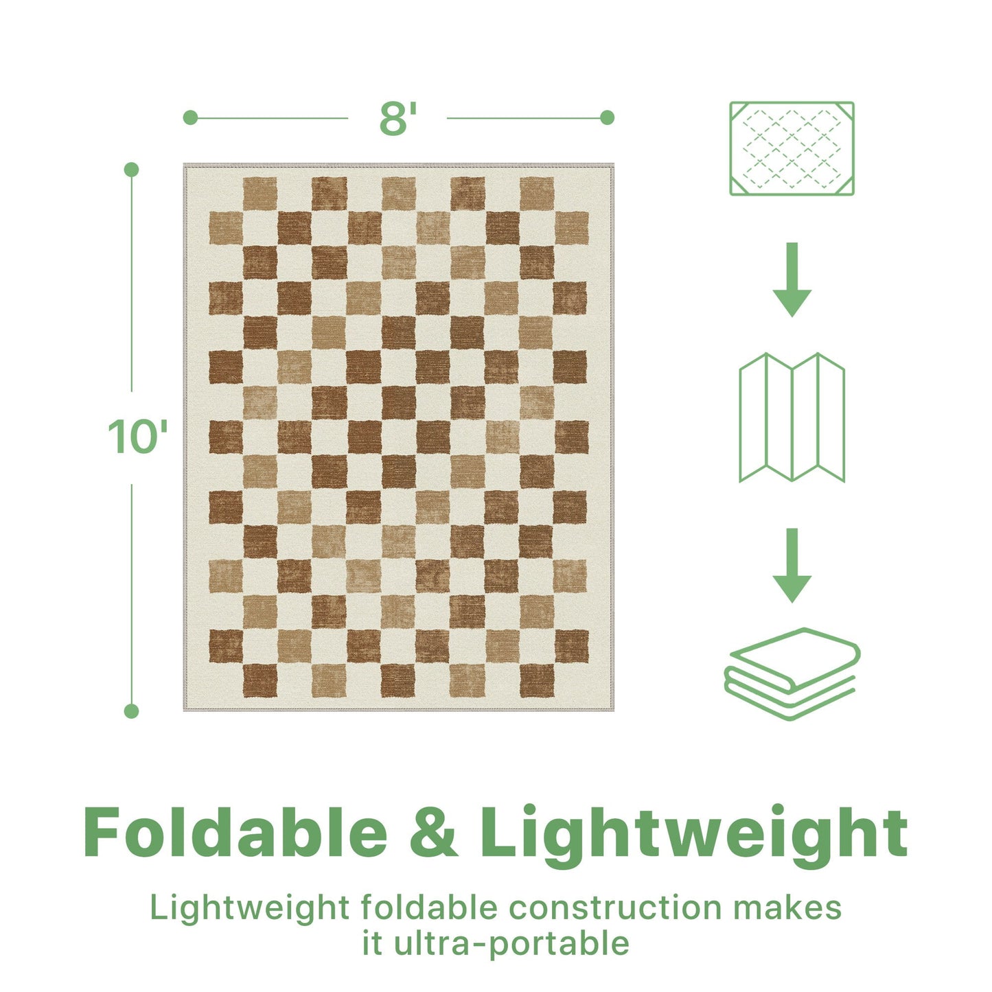 deorab outdoor rugs 8'x10' chenille patio rug three-layer material imitation silicone spot molding camping outside rv mat,brown & beige