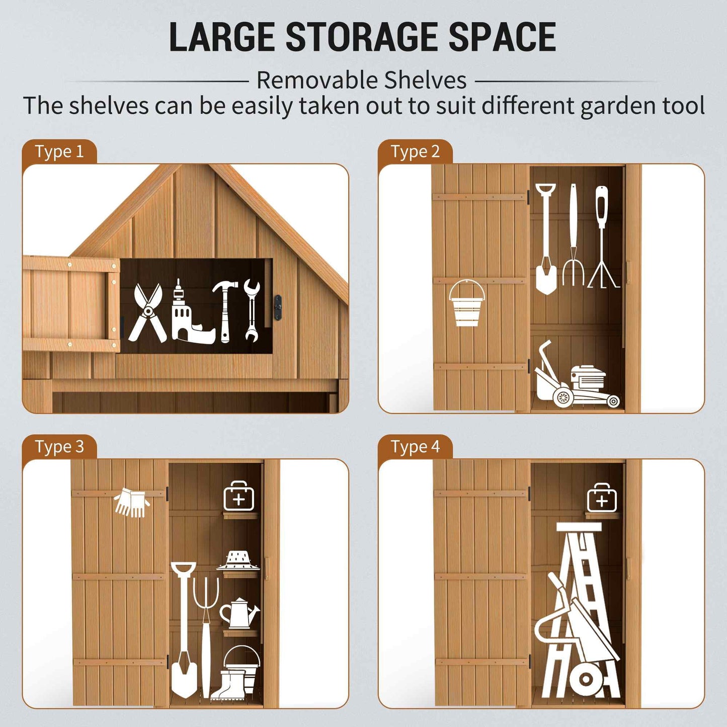 deorab wooden garden storage shed pitched asphalt roof, 70" height, wood