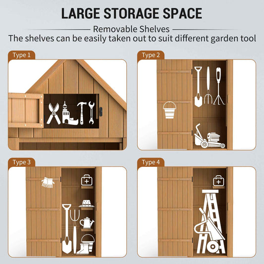 DEORAB Wooden Garden Storage Shed Pitched Asphalt Roof, 70" Height, Wood