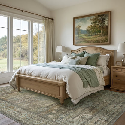 DEORAB 5x7 Ultra-thin Area Rugs for Living Room Bedroom, Machine Washable Stain Resistant Non-Shed Carpet, Low Pile Mat with Non Slip Backing