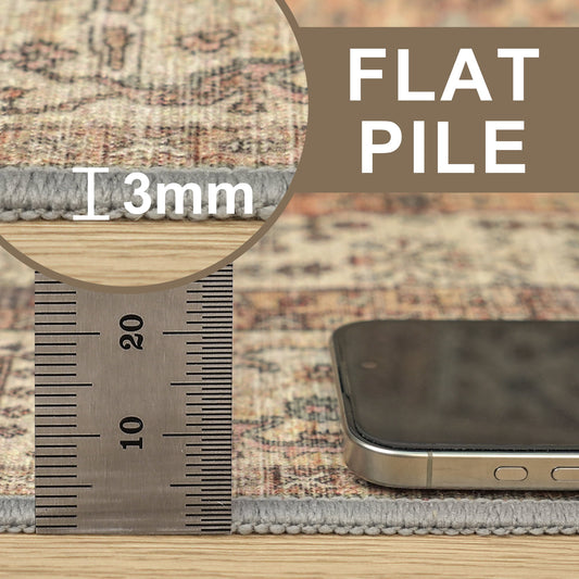 DEORAB 8X10 Area Rugs for Living Room, Non Slip Indoor Vogue Area Rugs, Low Pile Lightweight Vintage Large Print Mat for Bedroom Dining Room Home Office and Hall,Ultra-Thin, Beige