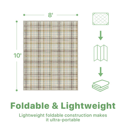 DEORAB Outdoor Rugs 8'X10' Chenille Patio Rug Three-Layer Material Imitation Silicone Spot Molding Camping Outside Rv Mat,Brown&Beige