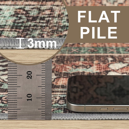 DEORAB 8X10 Area Rugs for Living Room, Machine Washable Bedroom Rugs Distressed Vintage Print Large Throw Rug Dining Room Aesthetic, Non Slip Carpet with Gripper, Ultra-Thin