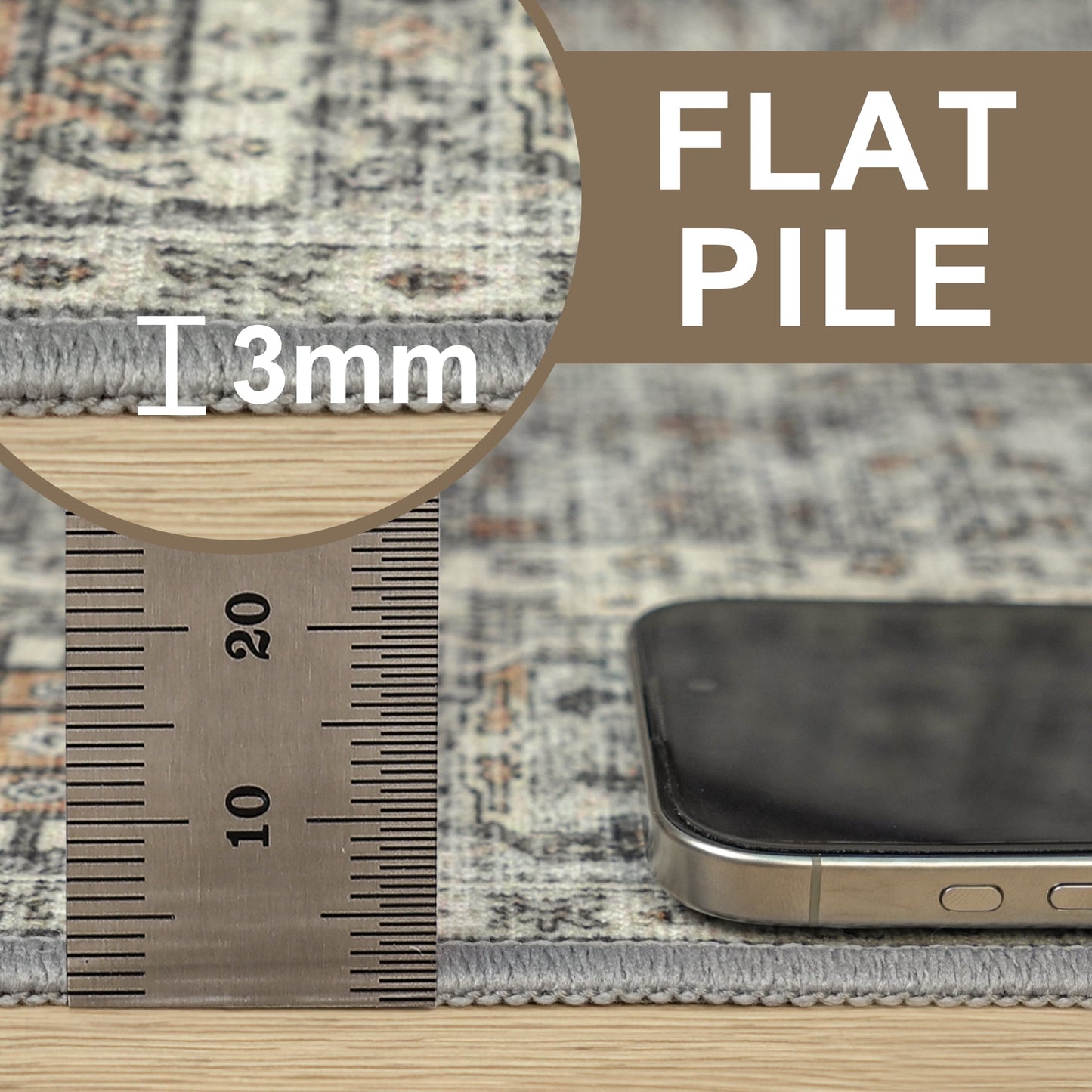 deorab runner rug 2x10 non slip hallway vintage rugs, machine washable lightweight mat for living room, entryway, bedroom, kitchen and passage, ultra-thin, light gray