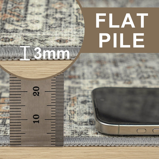 DEORAB Runner Rug 2X10 Non Slip Hallway Vintage Rugs, Machine Washable Lightweight Mat for Living Room, Entryway, Bedroom, Kitchen and Passage, Ultra-Thin, Light Gray