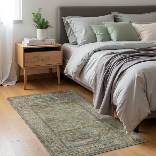 DEORAB 3x5 Ultra-thin Area Rugs for Living Room Bedroom, Machine Washable Stain Resistant Non-Shed Carpet, Low Pile Mat with Non Slip Backing