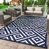 DEORAB 6'x9' Outdoor Rug Patio Clearance Waterproof Mat,Reversible Plastic Camping Nanyblue & White