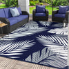 DEORAB 8'x10' Outdoor Rugs Patio Waterproof Outside Mat Reversible Plastic Camping Carpet,Navy blue & White