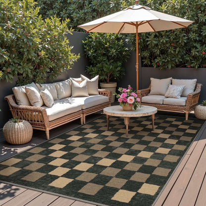 DEORAB Outdoor Rug 2'x3' Chenille Three-Layer Material Imitation Silicone Spot Molding Black Brown