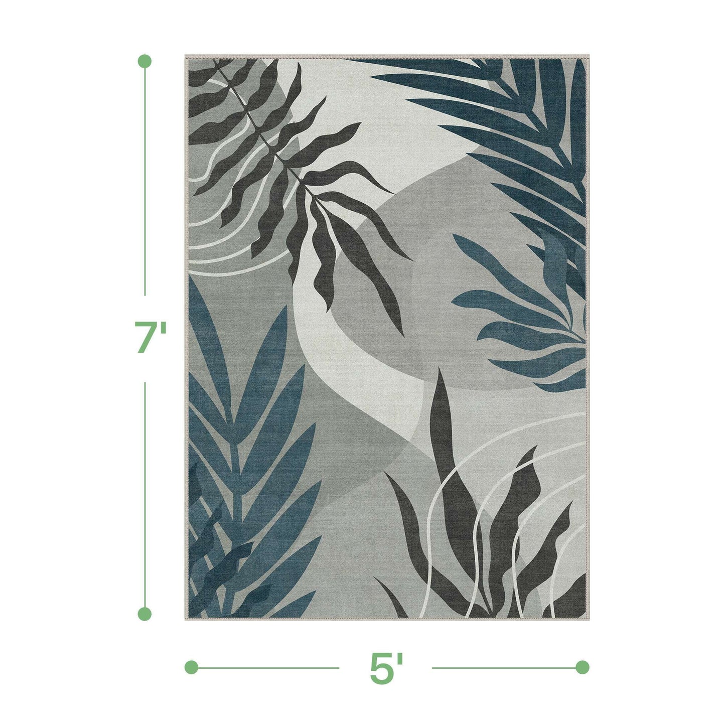 deorab outdoor rug 5'x7' chenille patio carpet three-layer material imitation silicone spot molding camping outside rv mat,blue&grey