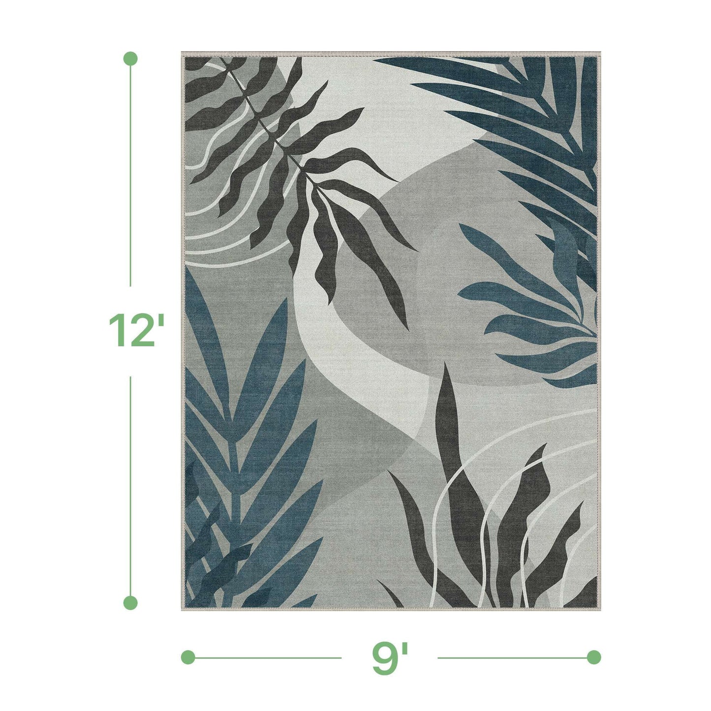 deorab outdoor rug 9'x12' chenille patio carpet three-layer material imitation silicone spot molding camping outside rv mat,blue&grey