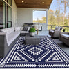 DEORAB Outdoor Rug for Patio 5'x8' Waterproof Mat Reversible Plastic Camping Blue & White