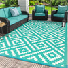 DEORAB 5'x8' Outdoor Patio Clearance Waterproof Rug Reversible Plastic Camping Mat,Lake Green & Beige White