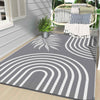 DEORAB Outdoor Rugs Waterproof Plastic Straw Mat 5'x8' Reversible for RV Patio Deck Beach Gray & White