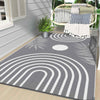 DEORAB Outdoor Rugs Waterproof Plastic Straw Mat 5'x8' Reversible for RV Patio Deck Beach Gray & White