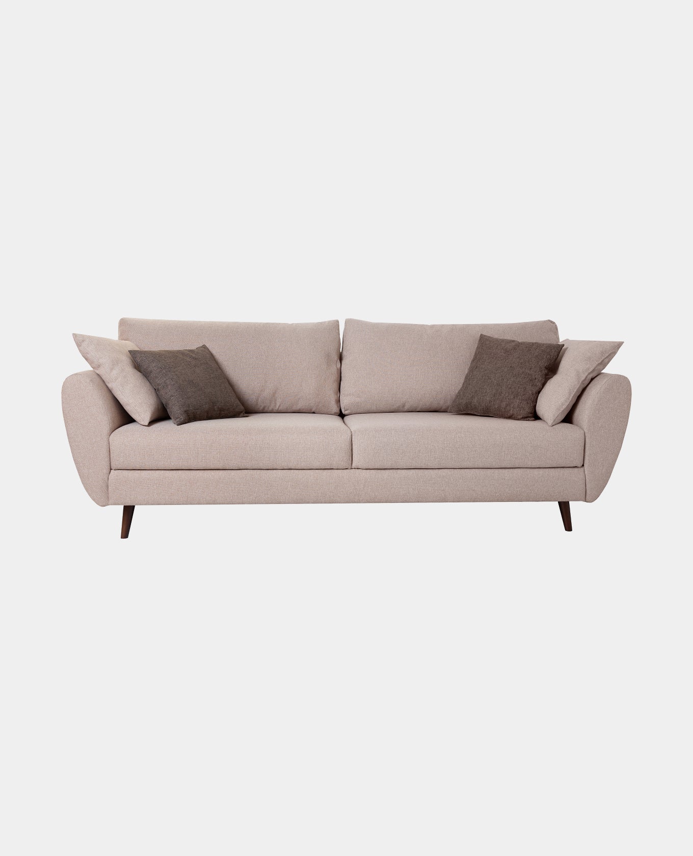 modern grey fabric sofa with pillows