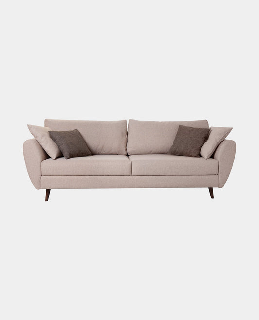 Modern Grey Fabric Sofa With Pillows