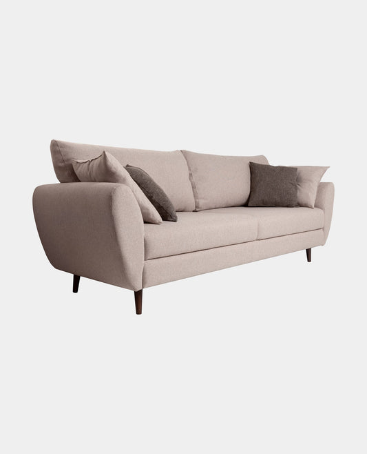Modern Grey Fabric Sofa With Pillows