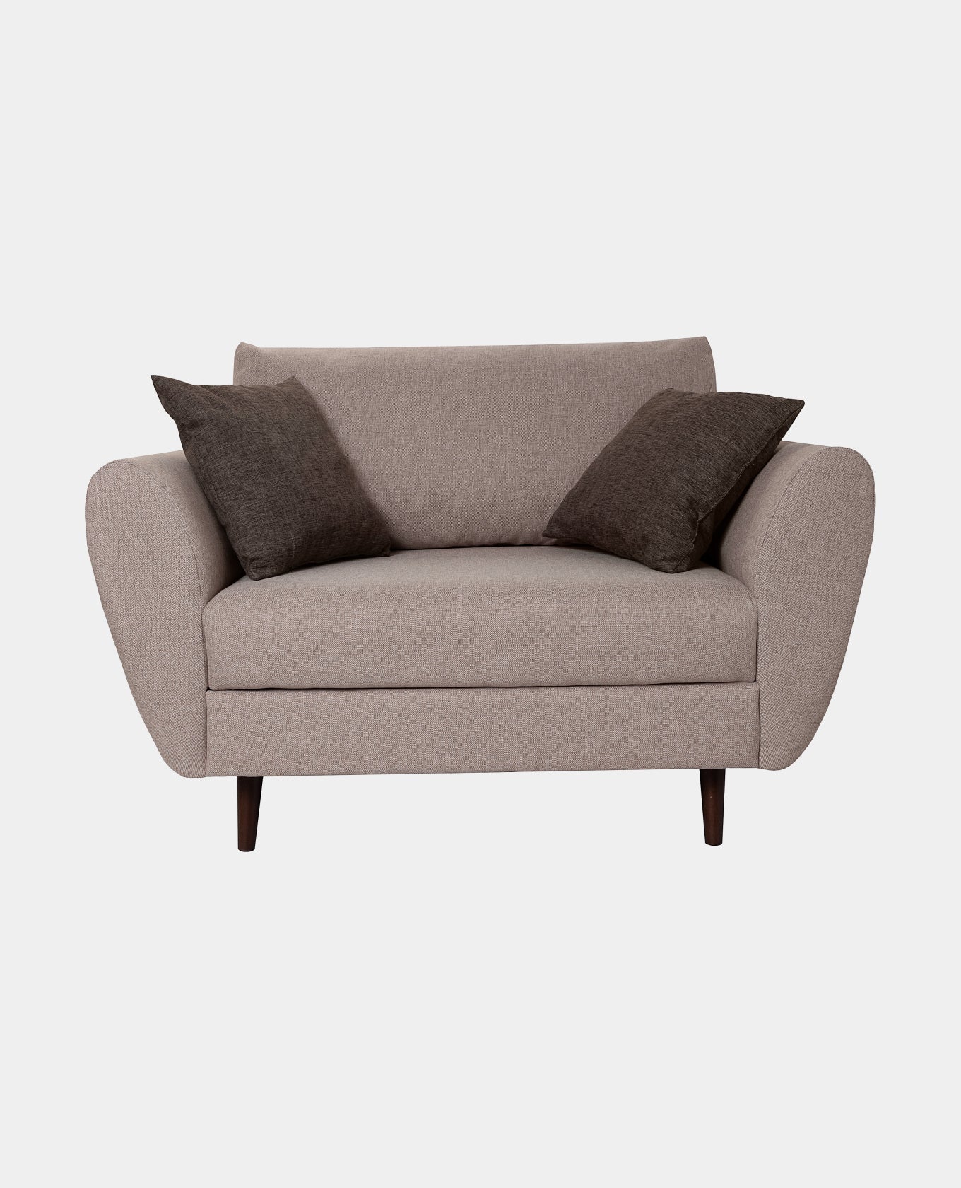 modern grey fabric sofa with pillows