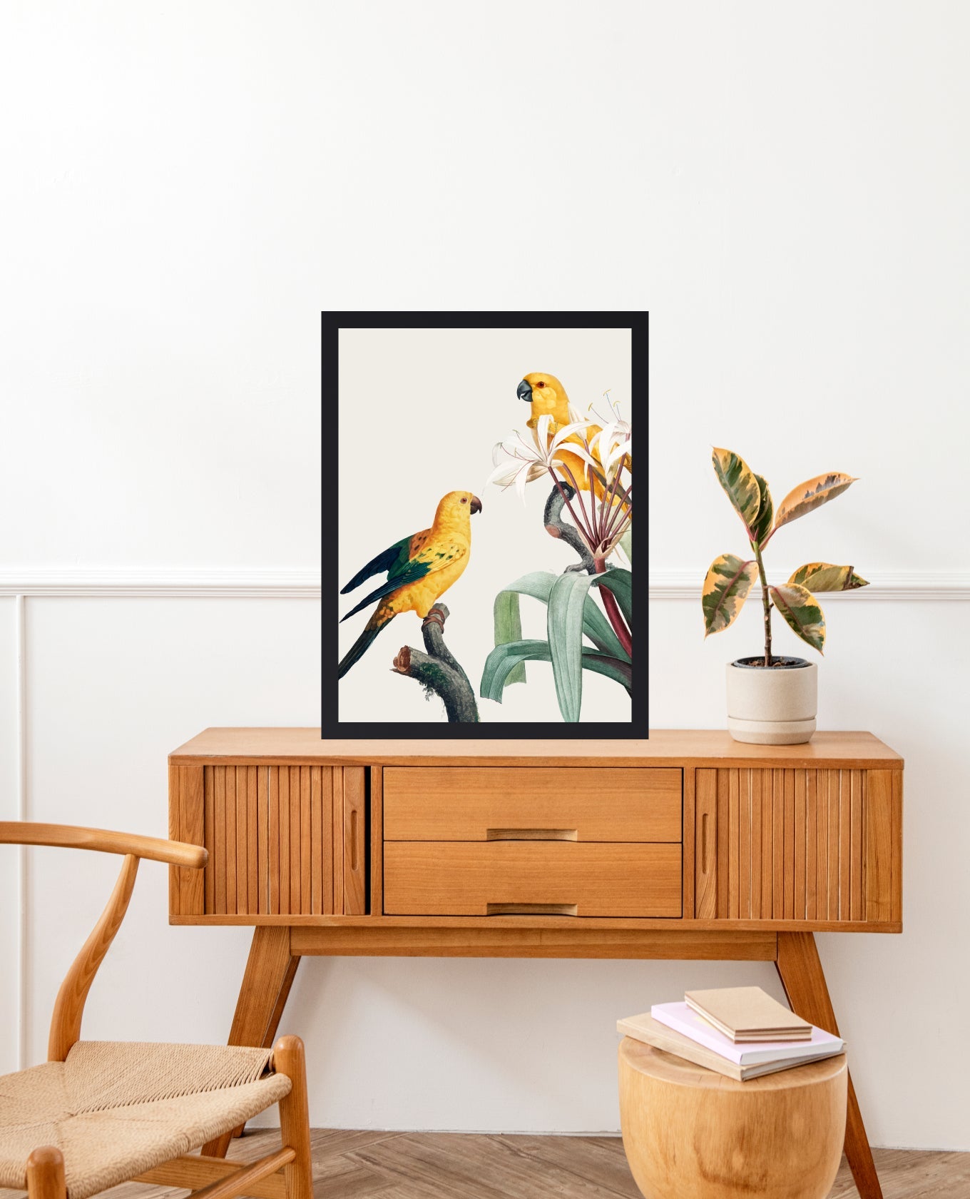 jungle parrots table art painting