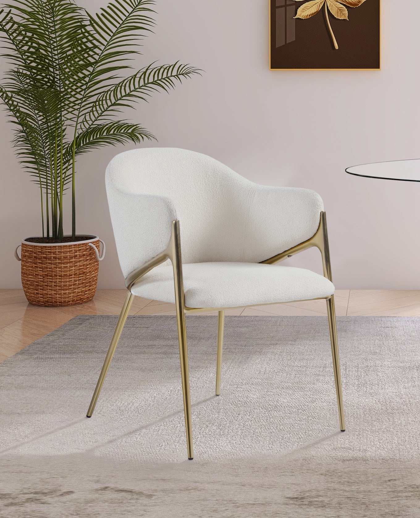 luxury brass mink velvet dining chair