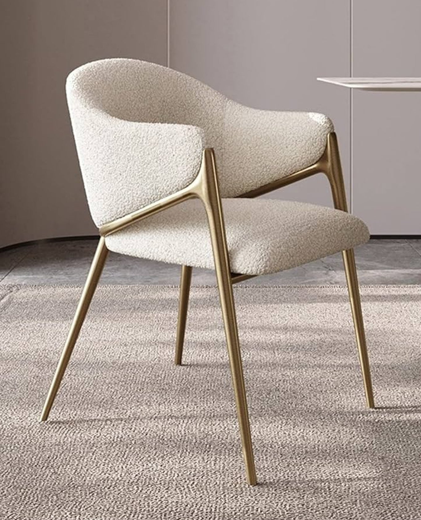 luxury brass mink velvet dining chair