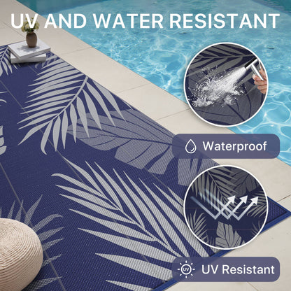 DEORAB 5'x8' Outdoor Rugs Patio Waterproof Outside Mat Reversible Plastic Camping Carpet,Blue & Grey