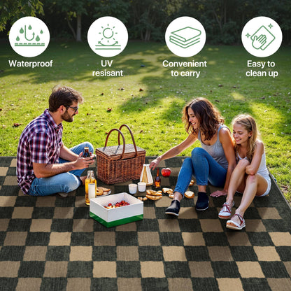 DEORAB Outdoor Rug 2'x3' Chenille Three-Layer Material Imitation Silicone Spot Molding Black Brown