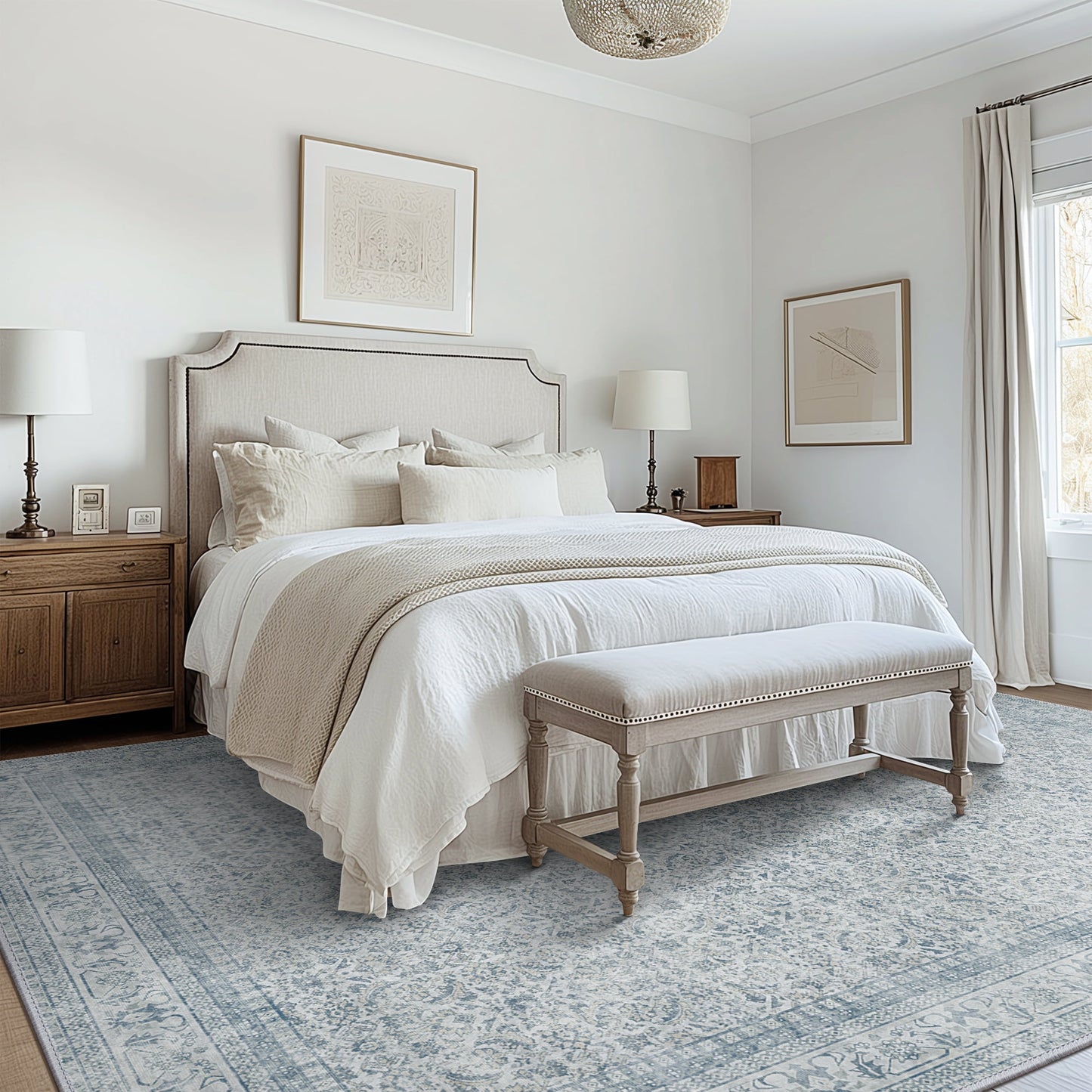 deorab 3x5 area rugs for living room, machine washable bedroom rugs distressed vintage print large throw rug dining room aesthetic, non slip ultra-thin carpet with gripper