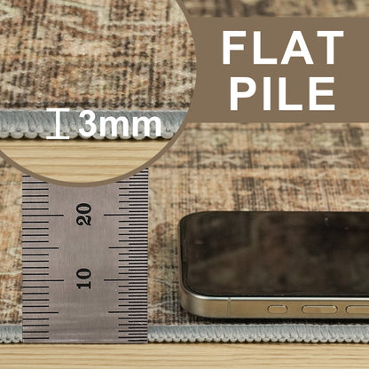 DEORAB Runner Rug 2X6 Non Slip Hallway Vintage Rugs, Machine Washable Lightweight Mat for Living Room, Entryway, Bedroom, Kitchen and Passage, Ultra-Thin