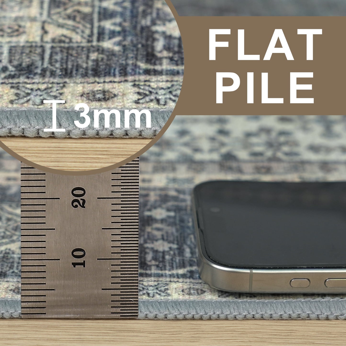 deorab runner rug 2x5 non slip hallway vintage rugs, machine washable lightweight mat for living room, entryway, bedroom, kitchen and passage, ultra-thin, blue