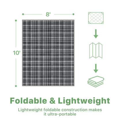 DEORAB Outdoor Rugs 8'X10' Chenille Patio Rug Three-Layer Material Imitation Silicone Spot Molding Camping Outside Rv Mat,Black