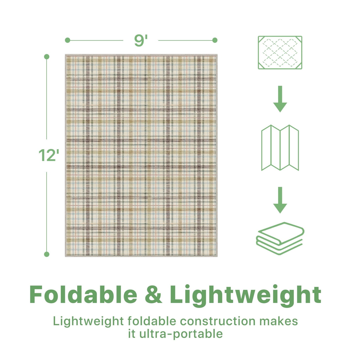 deorab outdoor rugs 9'x12' chenille patio rug three-layer material imitation silicone spot molding camping outside rv mat,brown&beige