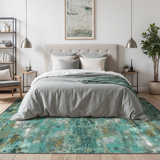 DEORAB 5'x7' Area Rugs for Living Room, Non Slip Machine Washable Vintage Indoor Rug, Low Pile Print Rug for Bedroom Dining Room Home Office