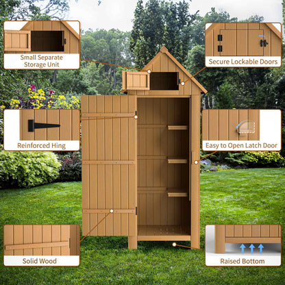 DEORAB Wooden Garden Storage Shed Pitched Asphalt Roof, 70" Height, Wood