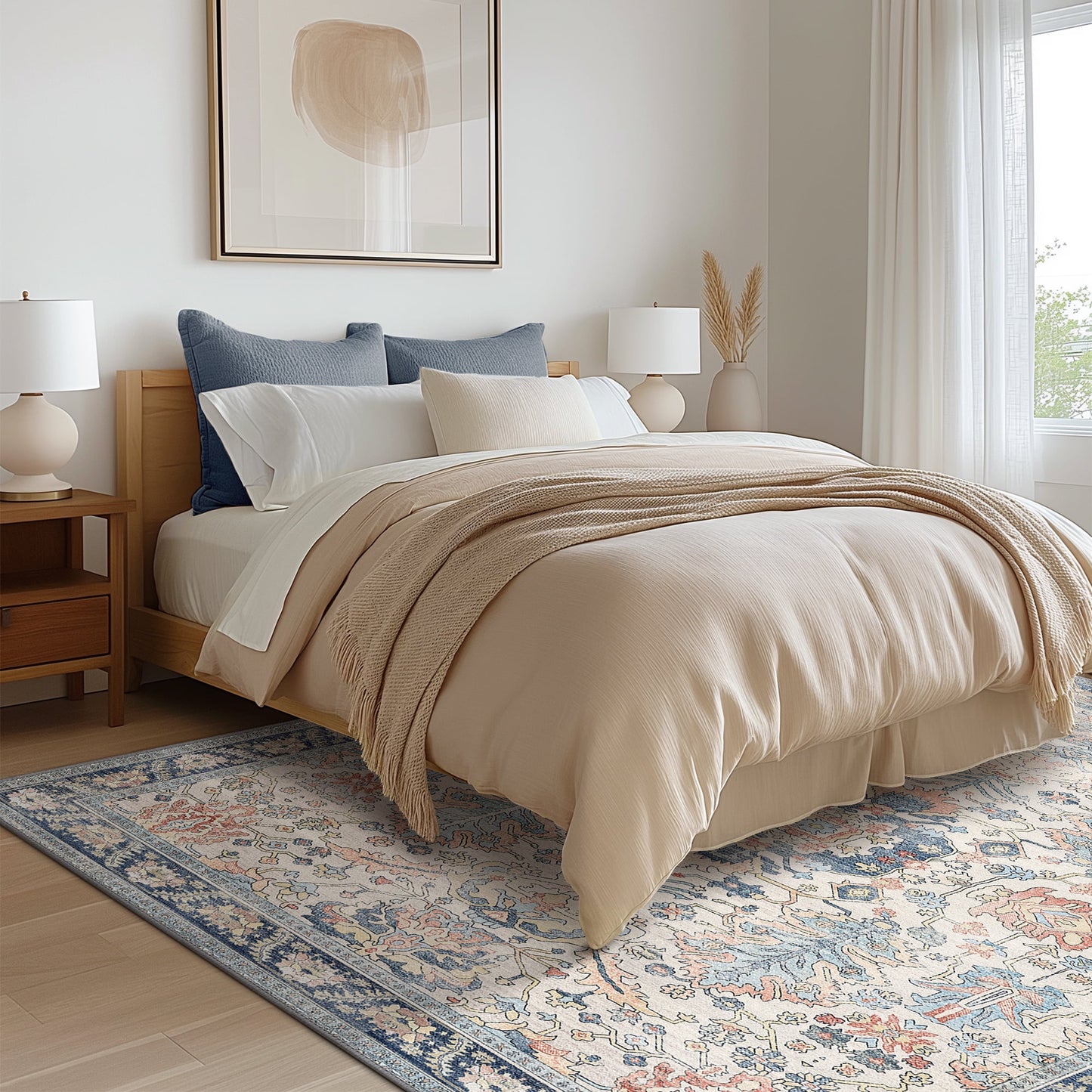 deorab 3x5 area rugs for living room, machine washable bedroom rugs distressed vintage print large throw rug dining room aesthetic, non slip carpet with gripper, ultra-thin