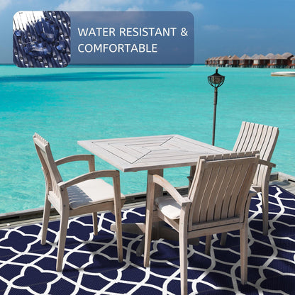 DEORAB 6'x9' Outdoor Rugs Reversible Plastic Straw Patio Outside Carpet Clearance Camping RV Mat,Blue & White