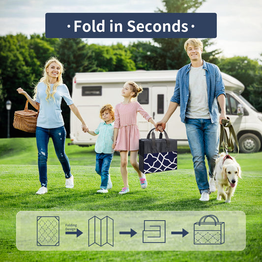 DEORAB 5'x8' Outdoor Rug Waterproof Reversible Plastic Outside Carpet Geometric Rv Patio Camping Mat,Blue & White