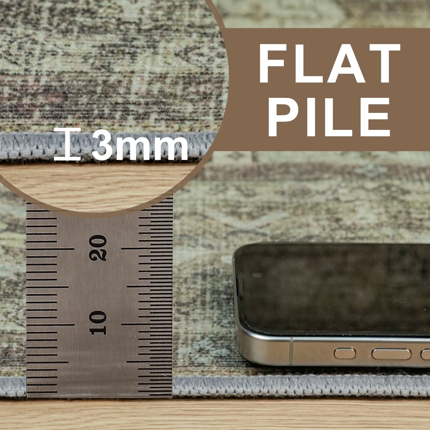 deorab 3x5 ultra-thin area rugs for living room bedroom, machine washable stain resistant non-shed carpet, low pile mat with non slip backing