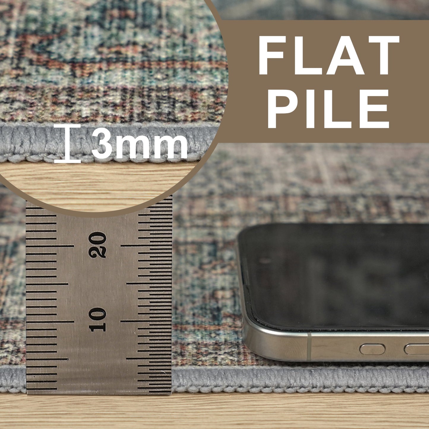 deorab runner rug 2x10 non slip hallway vintage rugs, machine washable lightweight mat for living room, entryway, bedroom, kitchen and passage, ultra-thin, blue gray